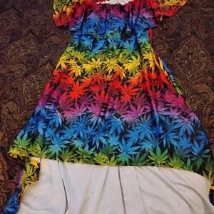 Rainbow Leaf Strapless Maxi Dress - Multicolor